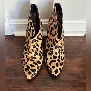 Gianni Bini Leopard Print Calf Hair Ankle Booties